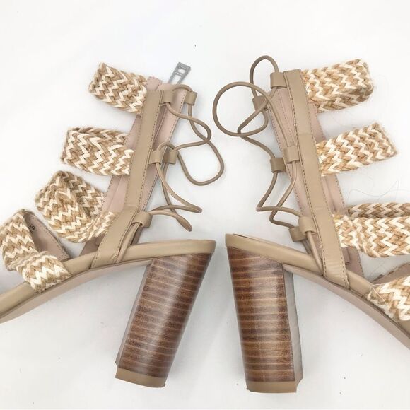 Charles by Charles David ELLA Tan Cream Woven Caged Strappy Block Heel Sandals - Picture 10 of 16